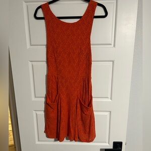 Free People Open Back Coral Dress w/ Pockets